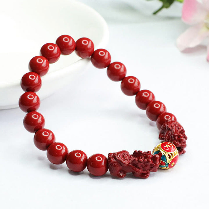 Bracelet Double PIXIU en Buddha Stones et Cinabre pour Éloigner les Mauvais Esprits - image 2