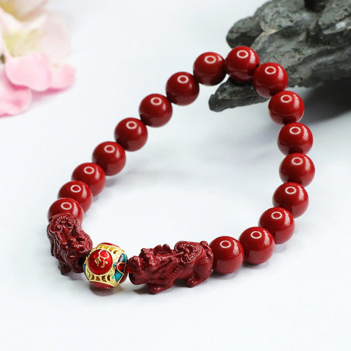 Bracelet Double PIXIU en Buddha Stones et Cinabre pour Éloigner les Mauvais Esprits - image 9