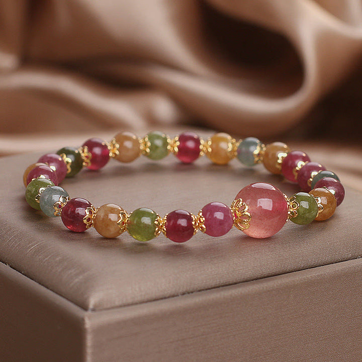 Bracelet de sagesse en tourmaline et quartz fraise de Buddha Stones