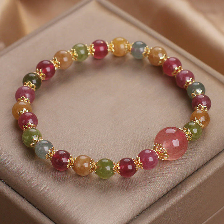 Bracelet de sagesse en tourmaline et quartz fraise de Buddha Stones