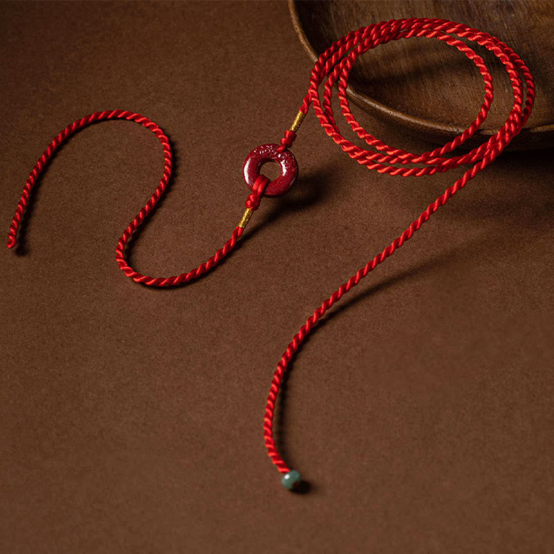 Chaîne de ventre en corde rouge avec boucle de paix en cinabre naturel et Buddha Stones