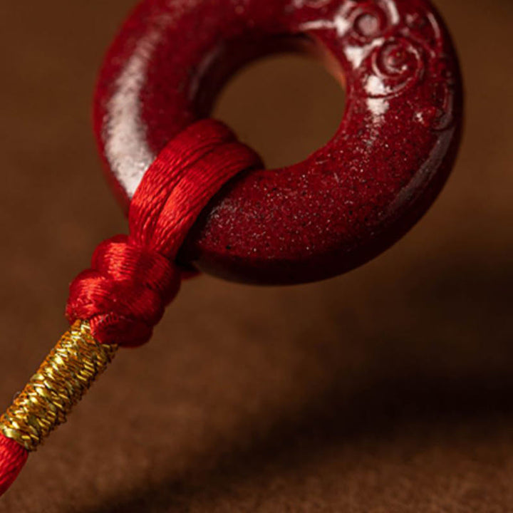 Chaîne de ventre en corde rouge avec boucle de paix en cinabre naturel et Buddha Stones