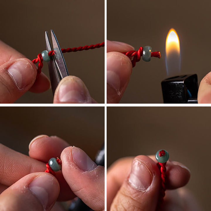 Chaîne de ventre en corde rouge avec boucle de paix en cinabre naturel et Buddha Stones