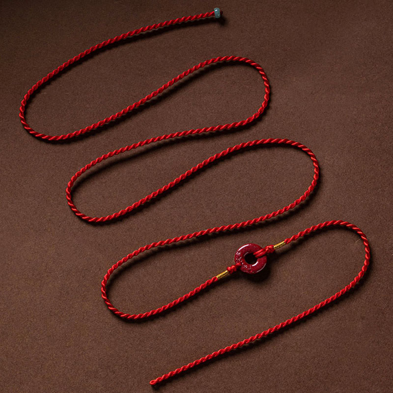 Chaîne de ventre en corde rouge avec boucle de paix en cinabre naturel et Buddha Stones