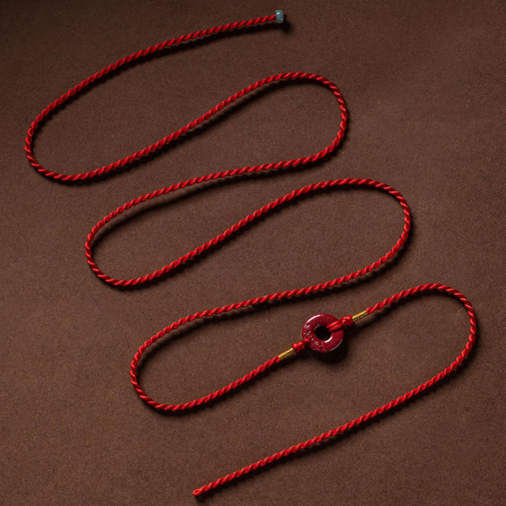 Chaîne de ventre en corde rouge avec boucle de paix en cinabre naturel et Buddha Stones