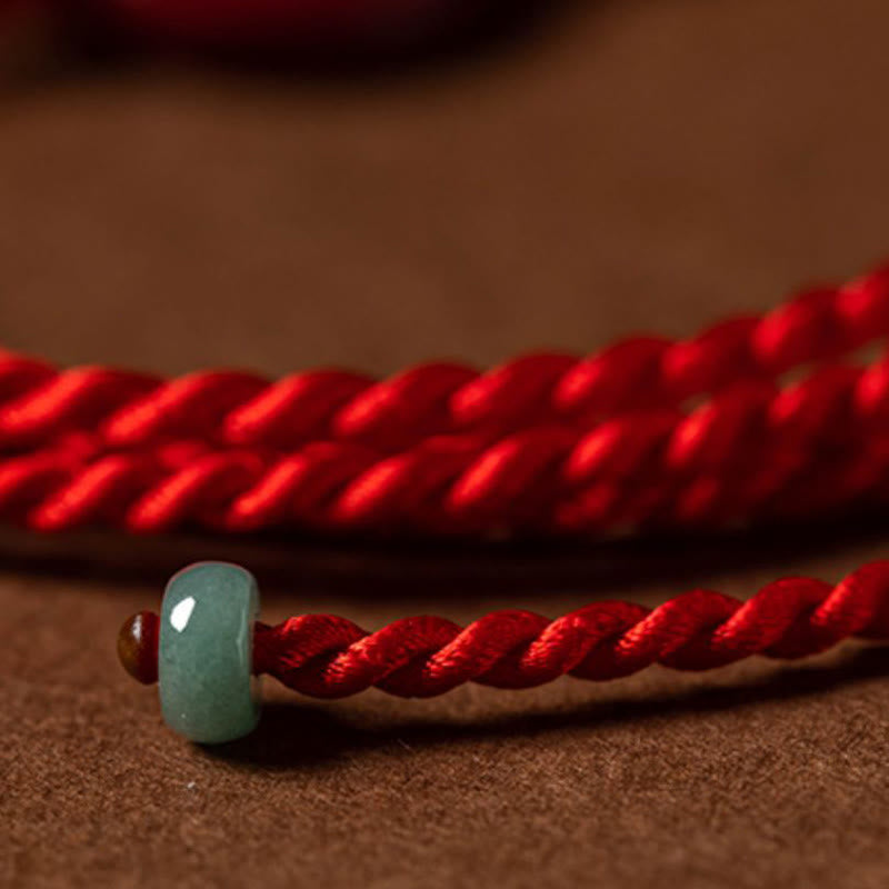 Chaîne de ventre en corde rouge avec boucle de paix en cinabre naturel et Buddha Stones