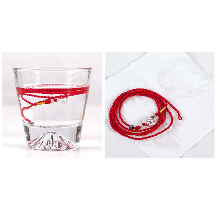 Chaîne de ventre en corde rouge avec boucle de paix en cinabre naturel et Buddha Stones