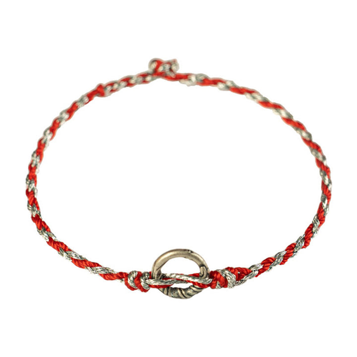 Bracelet porte-bonheur en argent sterling 925 avec boucle de paix et Buddha Stones