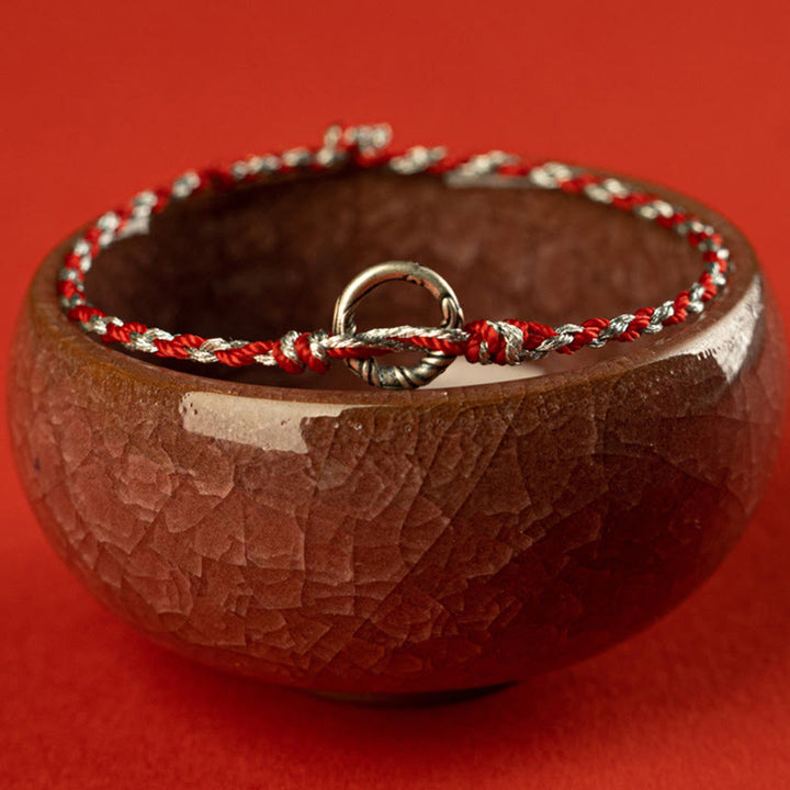 Bracelet porte-bonheur en argent sterling 925 avec boucle de paix et Buddha Stones