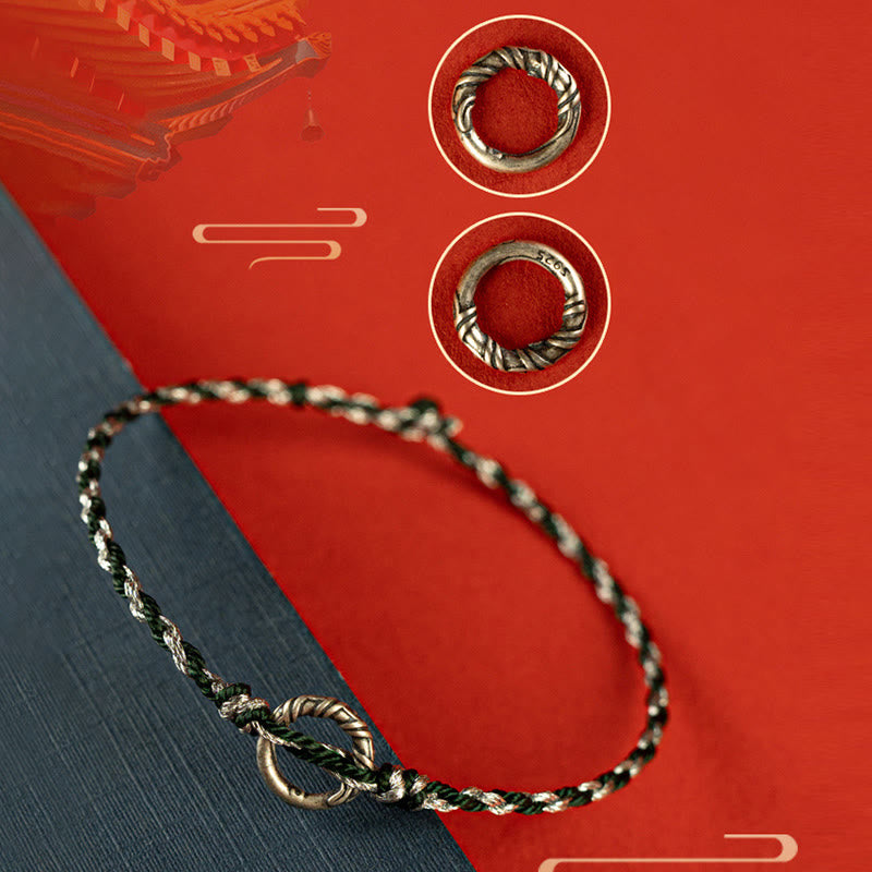 Bracelet porte-bonheur en argent sterling 925 avec boucle de paix et Buddha Stones