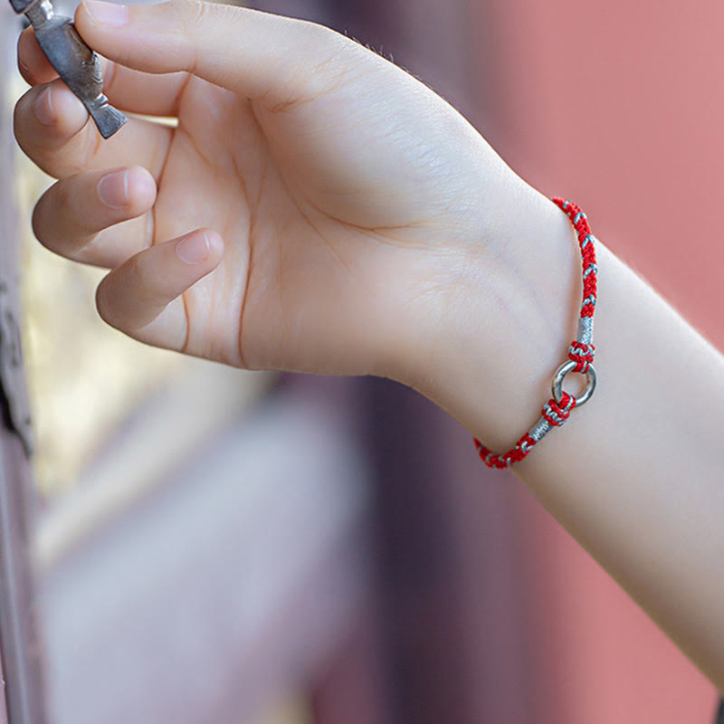 Bracelet porte-bonheur en argent sterling 925 avec boucle de paix et Buddha Stones