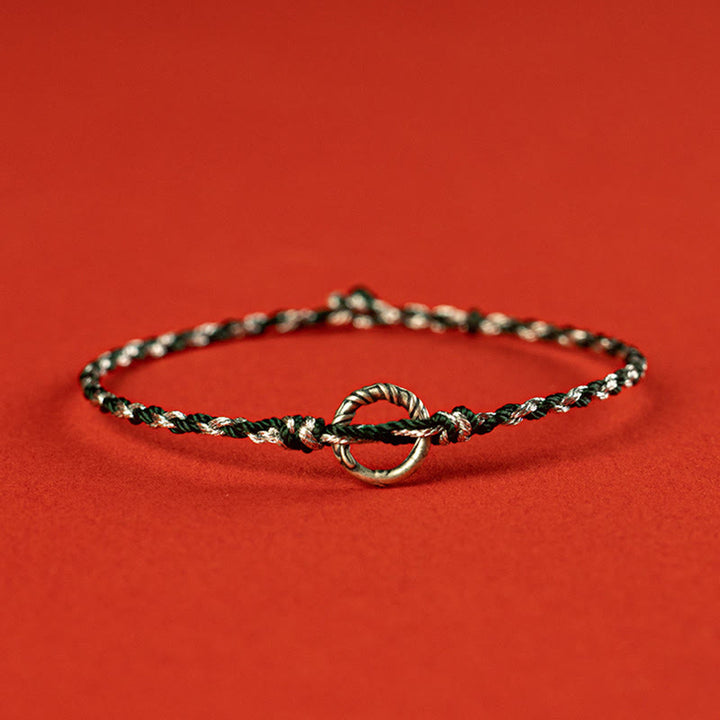Bracelet porte-bonheur en argent sterling 925 avec boucle de paix et Buddha Stones - Noir - 19 cm - image 13