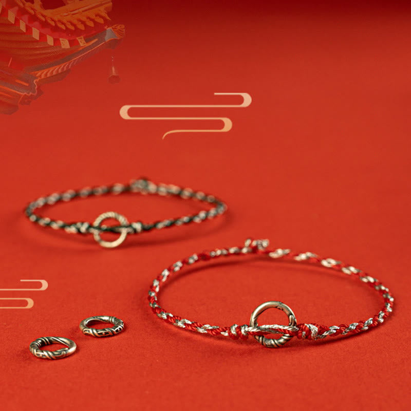 Bracelet porte-bonheur en argent sterling 925 avec boucle de paix et Buddha Stones