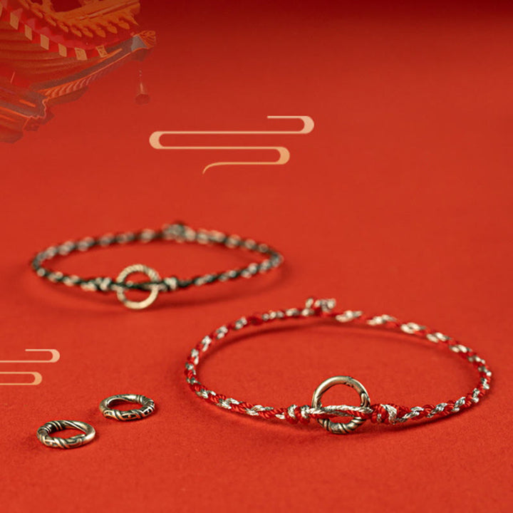 Bracelet porte-bonheur en argent sterling 925 avec boucle de paix et Buddha Stones