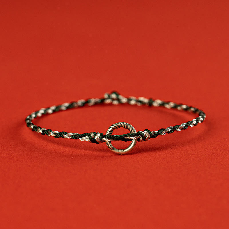 Bracelet porte-bonheur en argent sterling 925 avec boucle de paix et Buddha Stones
