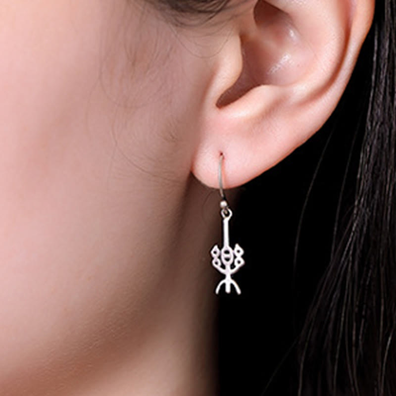 Boucles d'oreilles de protection en argent sterling 925 avec Buddha Stones et caractères chinois « Ping An » « Xi Le »