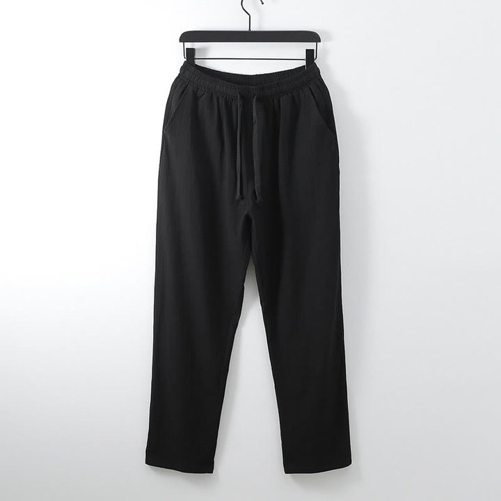 Pantalon homme décontracté ample en coton et lin uni, motif Buddha Stones, avec poches - Noir - US/UK/AU54，EU64 (9XL) - image 6