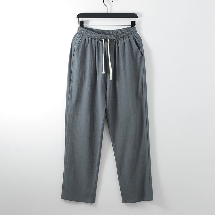 Pantalon Buddha Stones ample en coton et lin de couleur unie avec poches pour homme - Gris sombre - US/UK/AU54，EU64 (9XL) - image 0