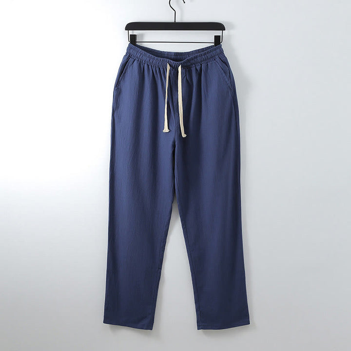 Pantalon Buddha Stones ample en coton et lin de couleur unie avec poches pour homme - Bleu royal - US/UK/AU54，EU64 (9XL) - image 8