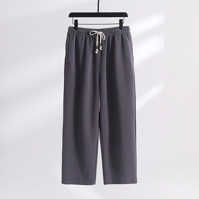 Pantalon pour homme en molleton de coton de couleur unie avec poches Buddha Stones