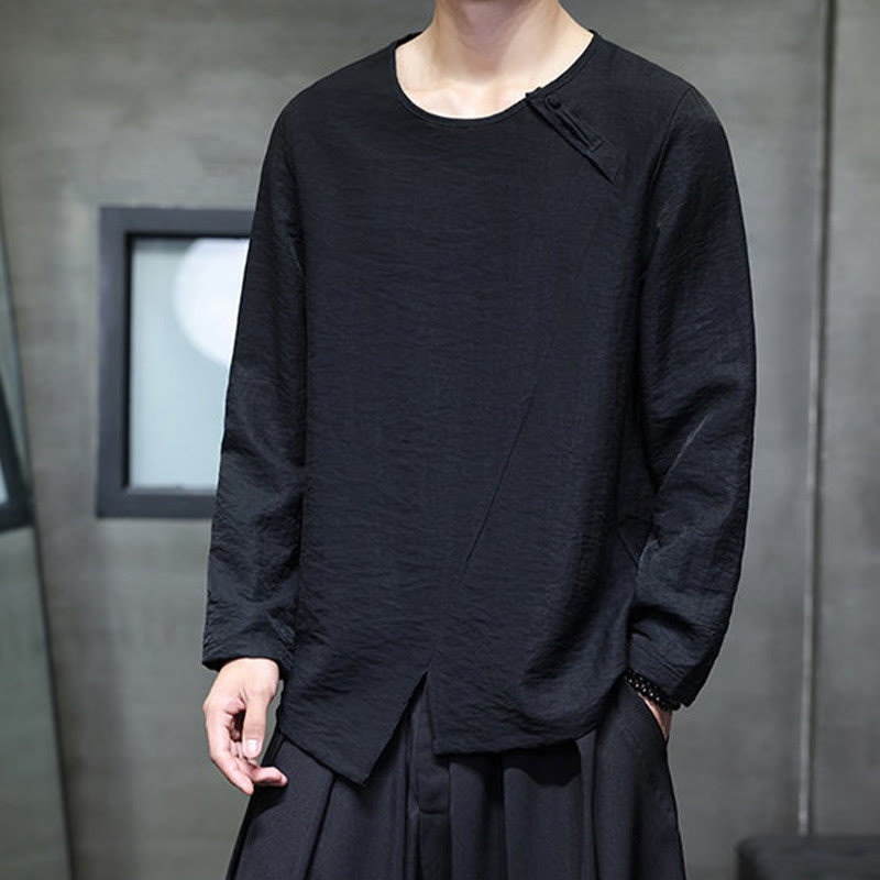 Chemises pour hommes à manches longues et col rond, couleur unie, motif Buddha Stones - image 29