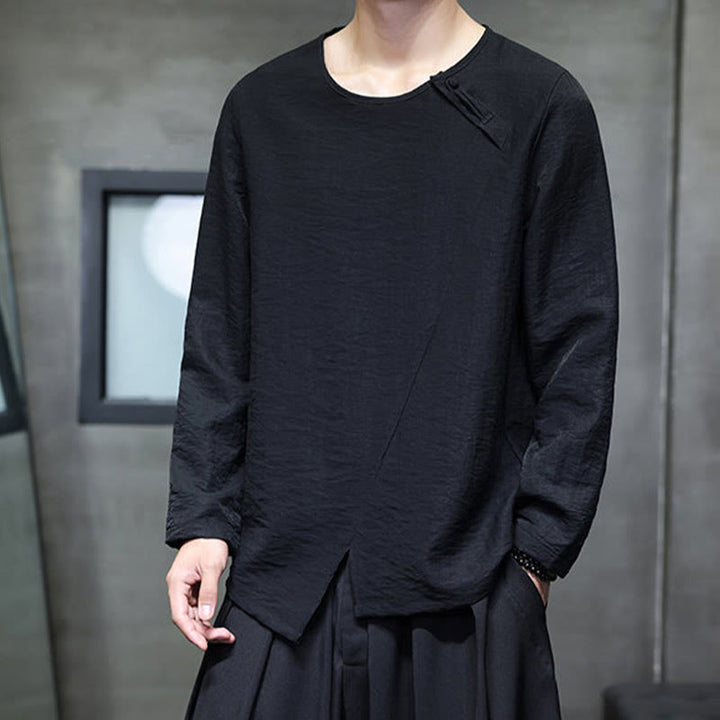 Chemises pour hommes à manches longues et col rond, couleur unie, motif Buddha Stones - image 29