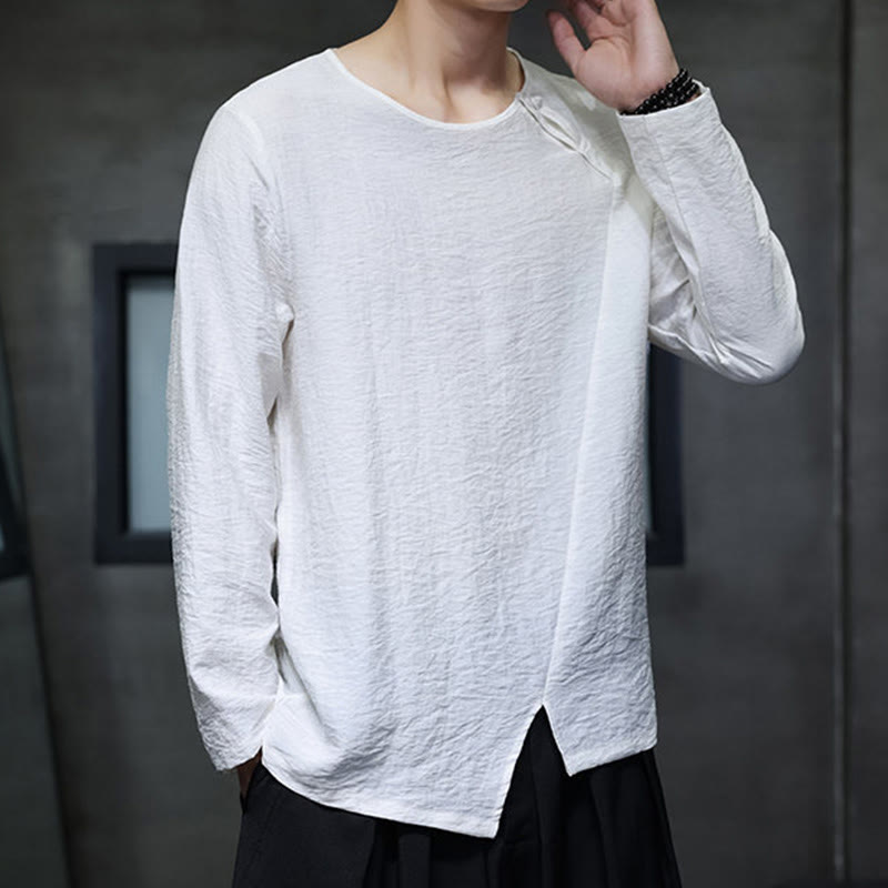 Chemises pour hommes à manches longues et col rond, couleur unie, motif Buddha Stones - image 6