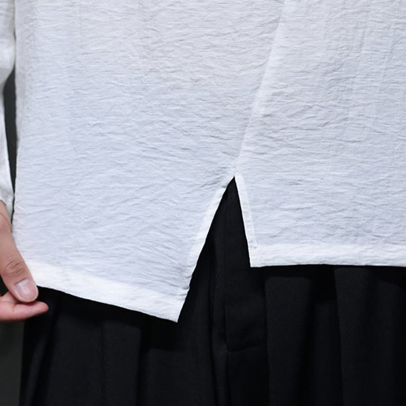 Chemises pour hommes en coton à manches longues et col rond Buddha Stones de couleur unie - image 14