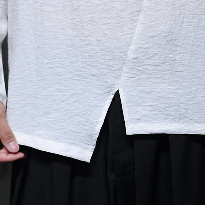 Chemises pour hommes en coton à manches longues et col rond Buddha Stones de couleur unie - image 14