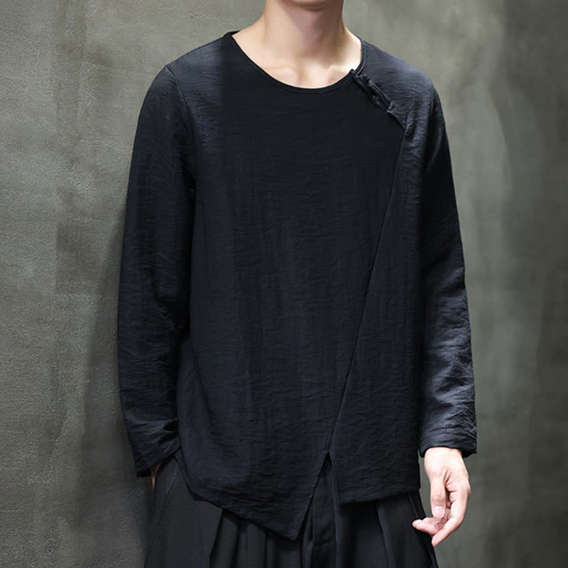 Chemises pour hommes à manches longues et col rond, couleur unie, motif Buddha Stones - image 31