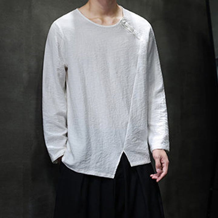 Chemises pour hommes à manches longues et col rond, couleur unie, motif Buddha Stones - image 8