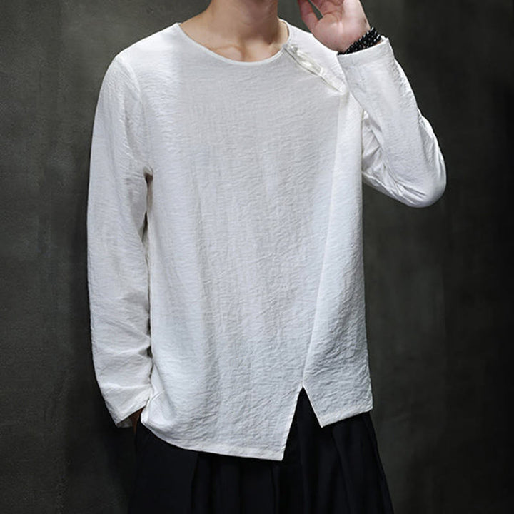 Chemises pour hommes à manches longues et col rond, couleur unie, motif Buddha Stones - image 9