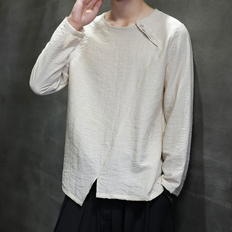 Chemises pour hommes à manches longues et col rond, couleur unie, motif Buddha Stones - image 19