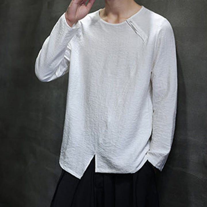 Chemises pour hommes à manches longues et col rond, couleur unie, motif Buddha Stones - image 10