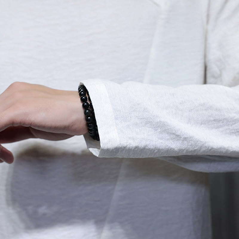 Chemises pour hommes en coton à manches longues et col rond Buddha Stones de couleur unie - image 11