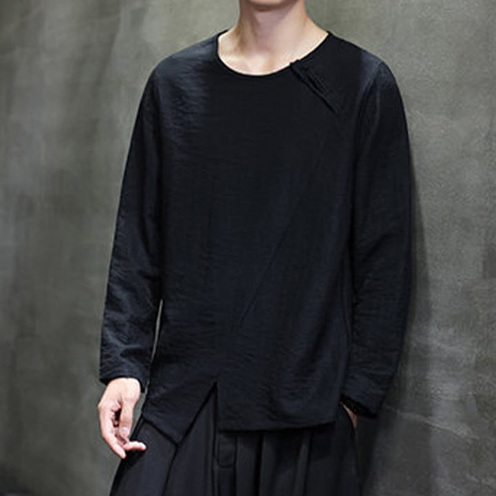 Chemises pour hommes à manches longues et col rond, couleur unie, motif Buddha Stones - image 30