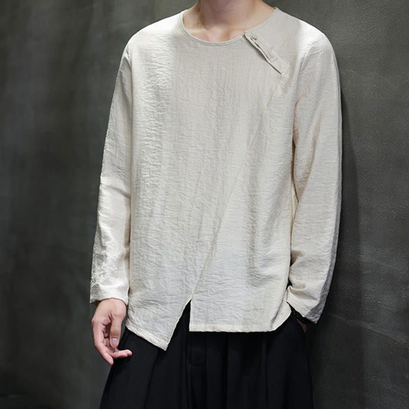 Chemises pour hommes à manches longues et col rond, couleur unie, motif Buddha Stones - image 17