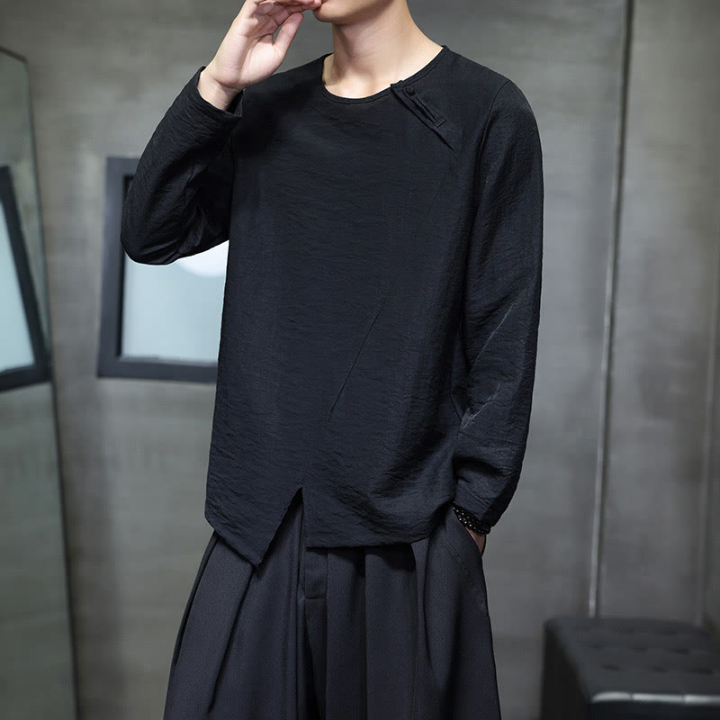 Chemises pour hommes à manches longues et col rond, couleur unie, motif Buddha Stones - image 28