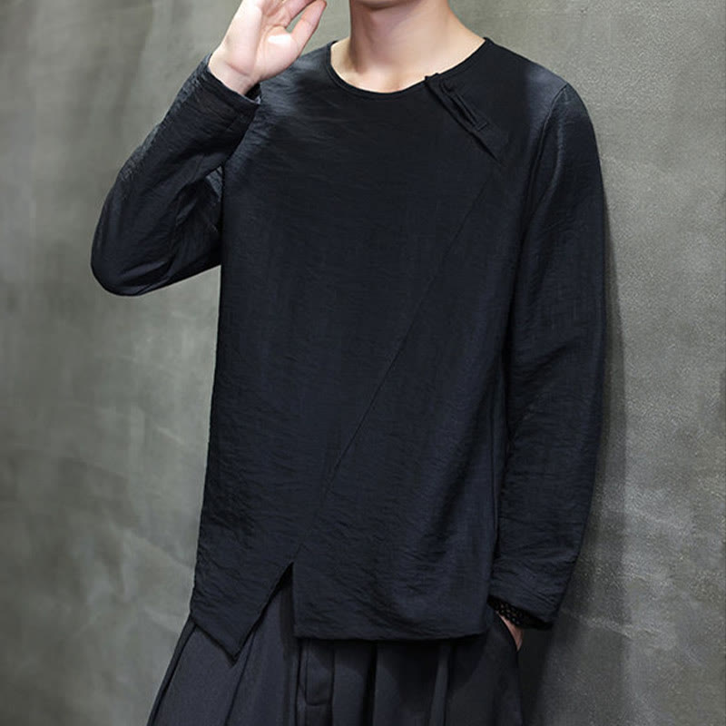 Chemises pour hommes à manches longues et col rond, couleur unie, motif Buddha Stones - image 33