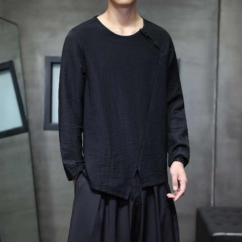 Chemises pour hommes à manches longues et col rond, couleur unie, motif Buddha Stones - image 27