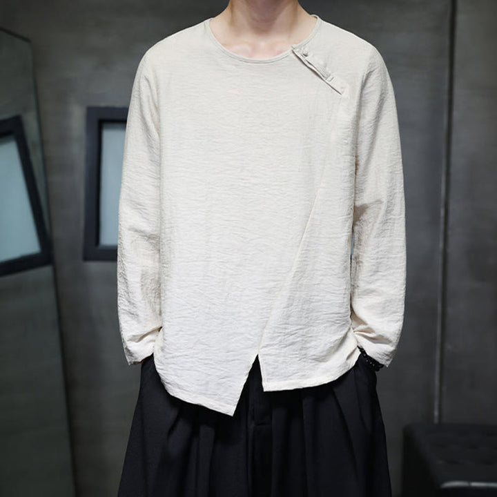 Chemises pour hommes à manches longues et col rond, couleur unie, motif Buddha Stones - image 20