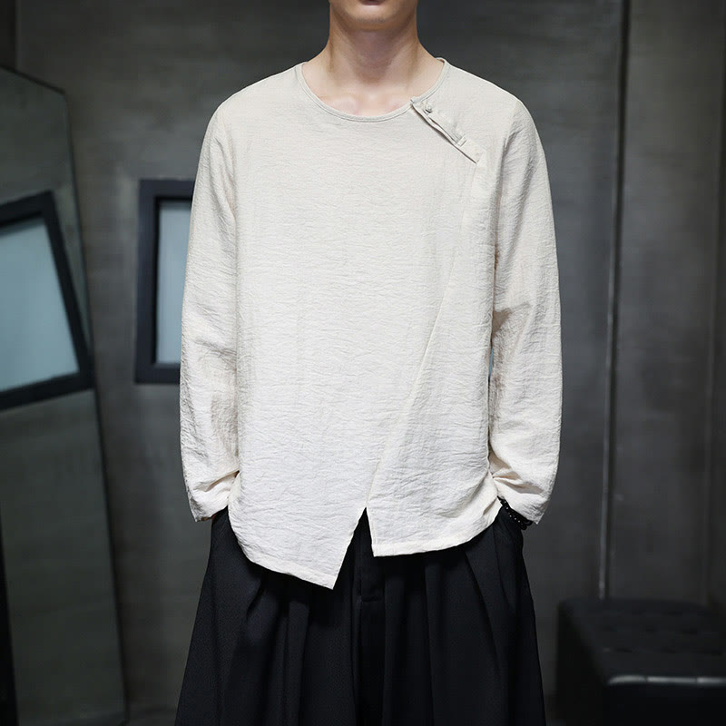 Chemises pour hommes à manches longues et col rond, couleur unie, motif Buddha Stones - LemonChiffon - US/UK/AU44，EU54 (5XL) - image 15