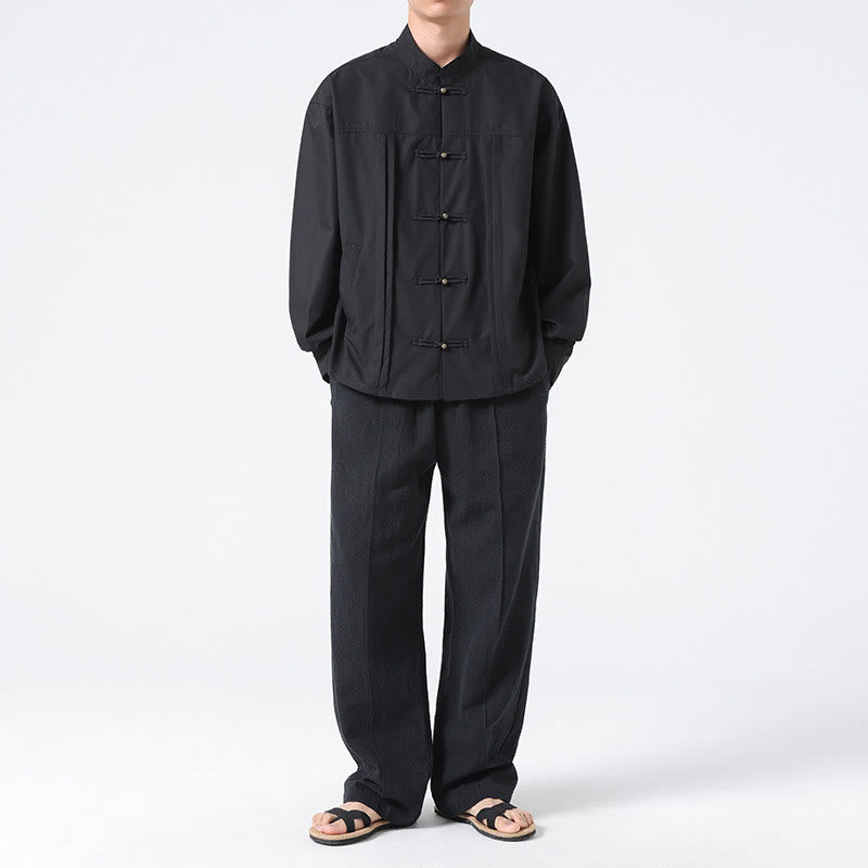 Chemises pour hommes en élasthanne à col montant et boutons Buddha Stones - image 9