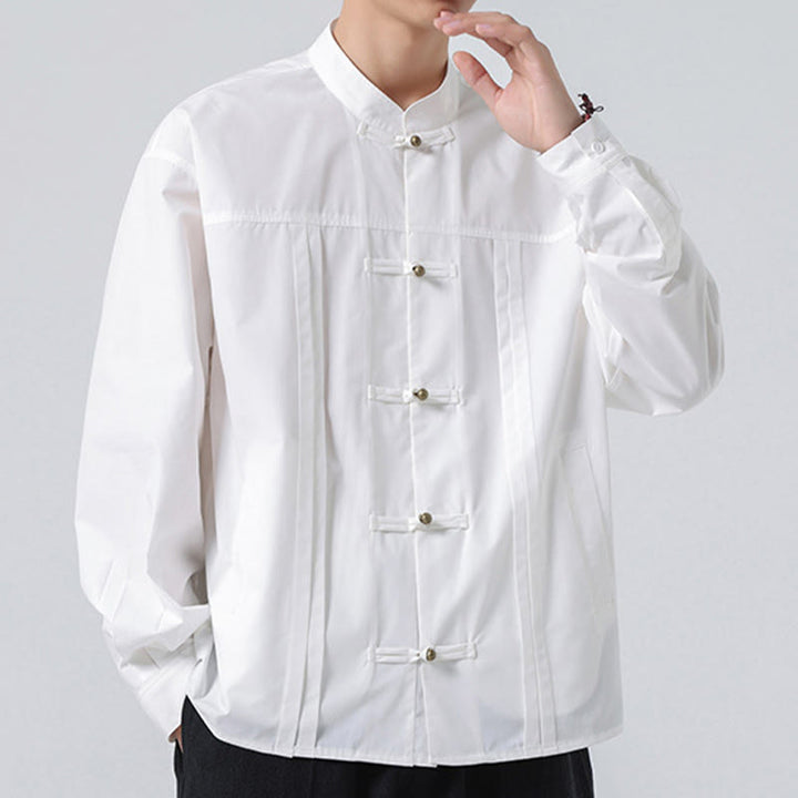 Chemises pour hommes en élasthanne à col montant et boutons Buddha Stones - image 13