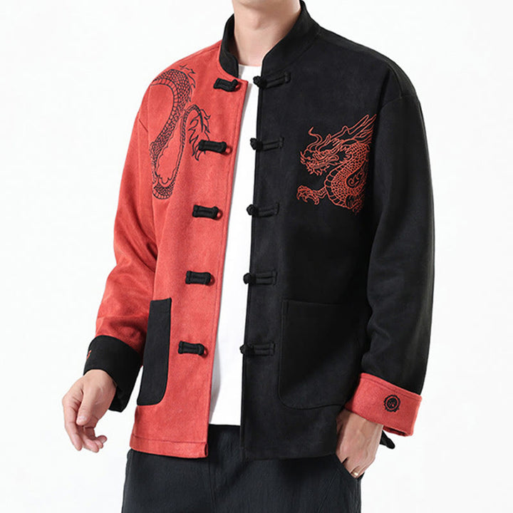 Veste en coton décontractée à boutons de grenouille pour homme avec broderie de dragon et Buddha Stones - image 38
