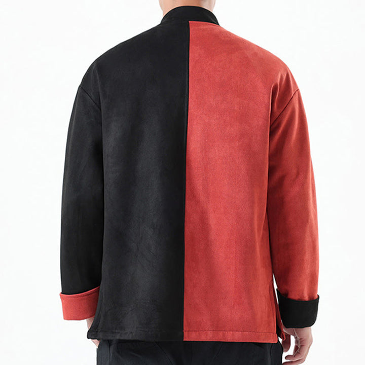 Veste en coton décontractée à boutons de grenouille pour homme avec broderie de dragon et Buddha Stones