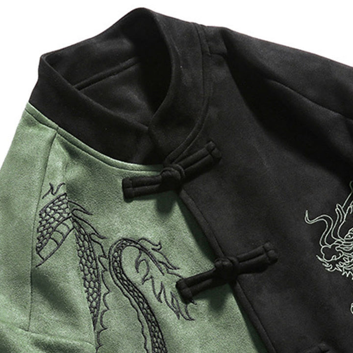 Veste en coton décontractée à boutons de grenouille pour homme avec broderie de dragon et Buddha Stones - image 22