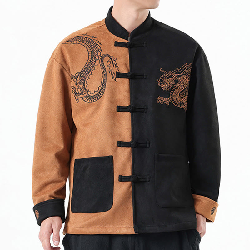 Veste en coton décontractée à boutons de grenouille pour homme avec broderie de dragon et Buddha Stones - image 32
