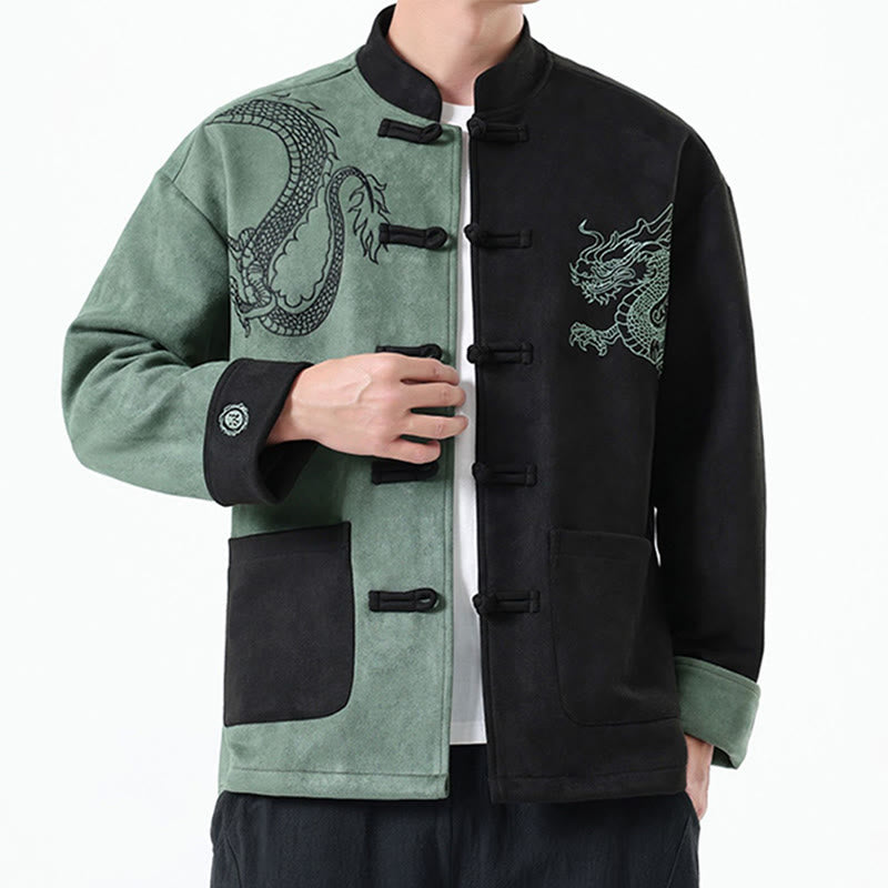 Veste en coton décontractée à boutons de grenouille pour homme avec broderie de dragon et Buddha Stones - image 14