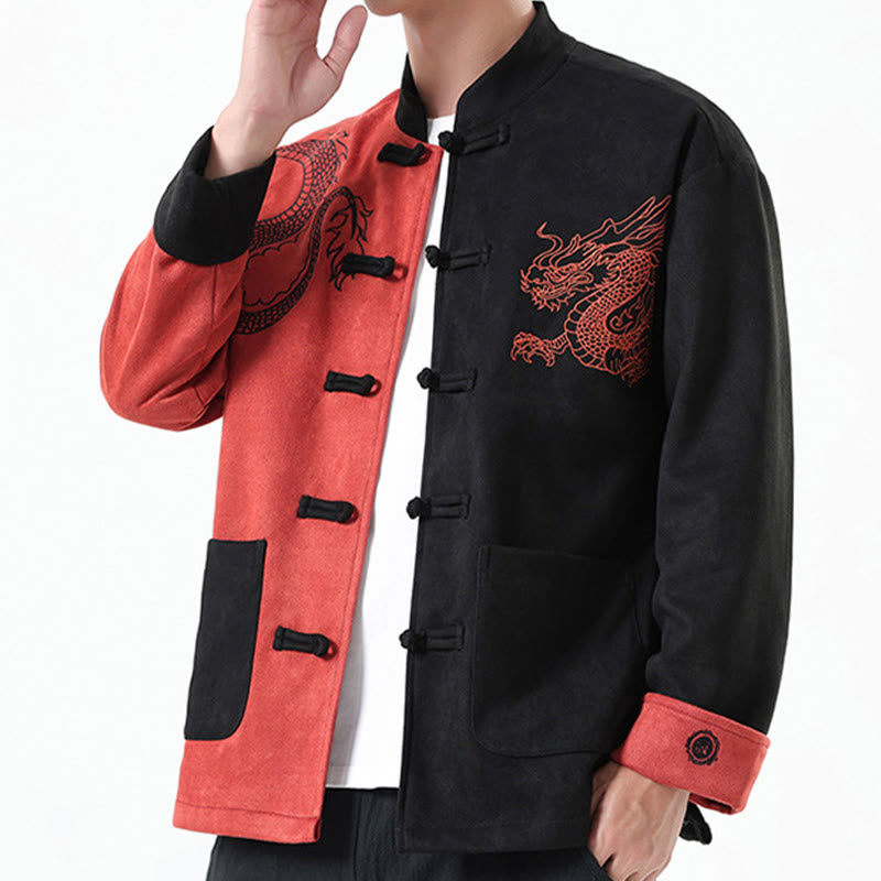 Veste en coton décontractée à boutons de grenouille pour homme avec broderie de dragon et Buddha Stones - image 39